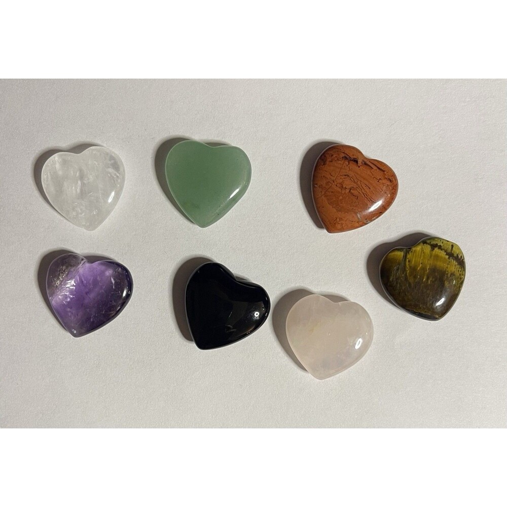 6 Polished Crystal Hearts Natural Quartz Healing Gem Reiki Wicca New Age 0.75 in